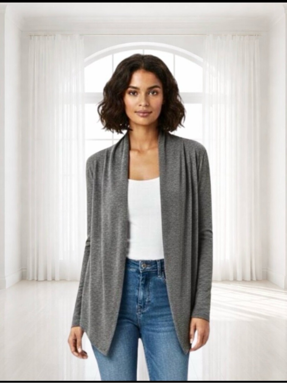NWT Gray Open Front Cardigan